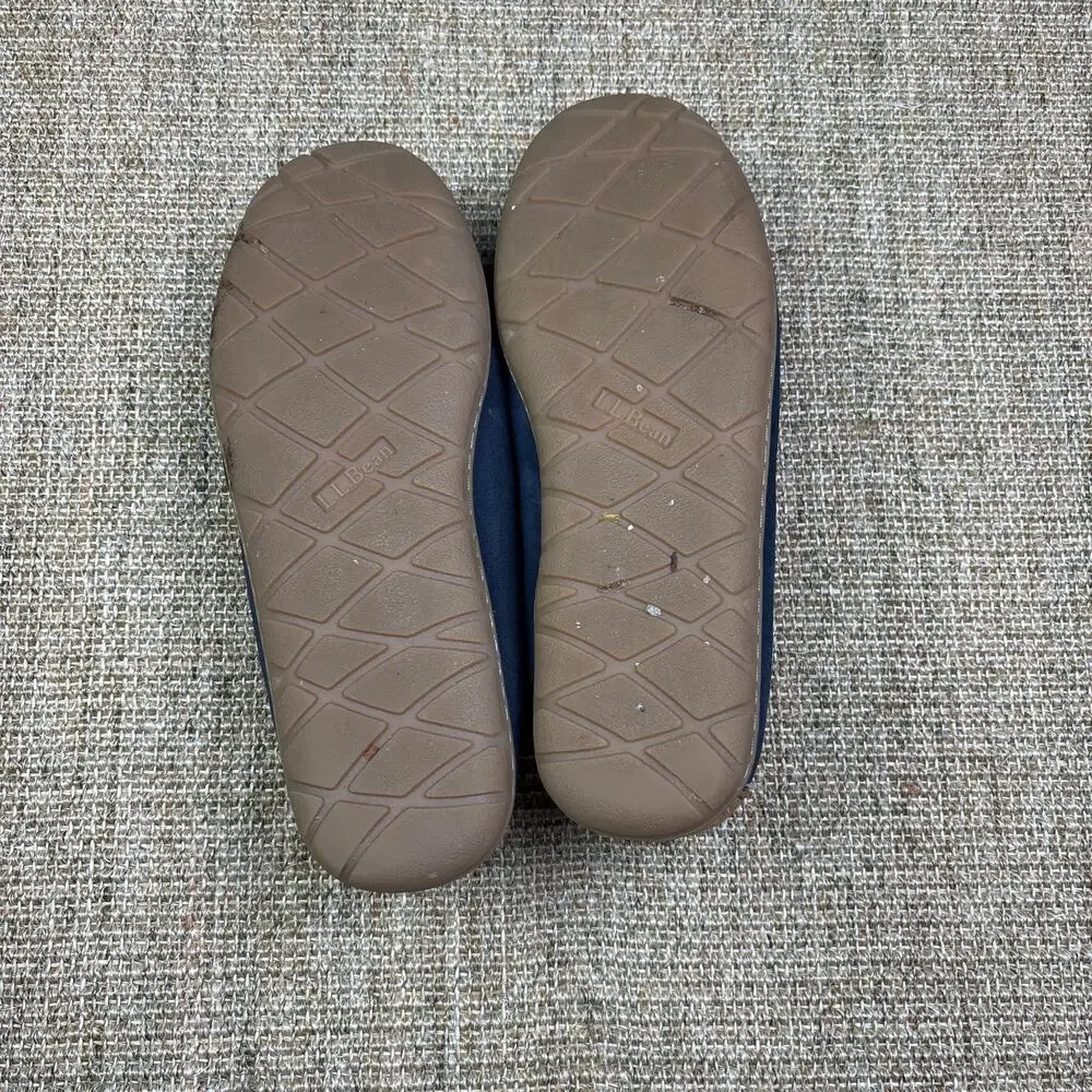 🧡 LL Bean Shearling Moccasin Slippers | Men's 11 M | Navy Suede